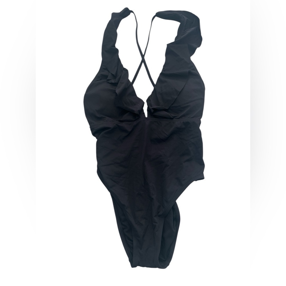 Shade & Shore Black Swimsuit with Ruffles